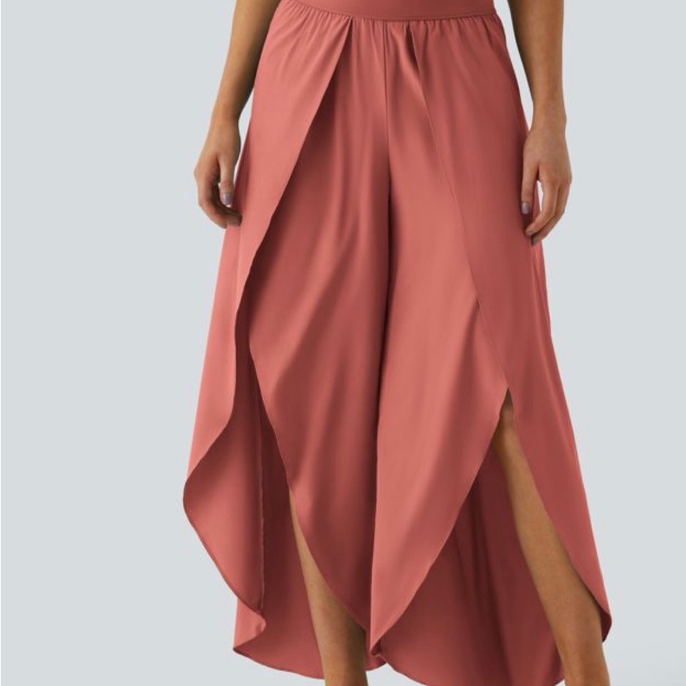 Breezeful High Waisted Back Waistband Pocket Palazzo Flowy Wide Leg NWT size M